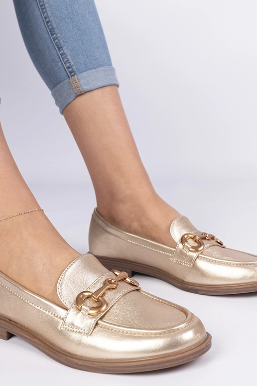 Gouden dames mocassins met gouden... Gouden dames mocassins met gouden...