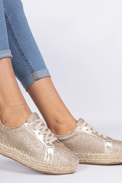 Espadrilles dorées pour femmes ornées... Espadrilles dorées pour femmes ornées...