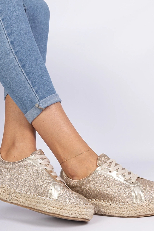 Goldene Damen-Espadrilles mit Glitzer... Goldene Damen-Espadrilles mit Glitzer...