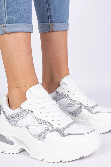 Weisse Damensneaker mit Glitzer Sandoria 2