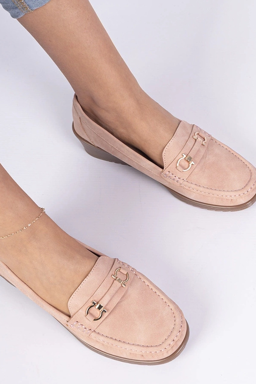 Rosa Damenmokassins mit Keilabsatz... Rosa Damenmokassins mit Keilabsatz...