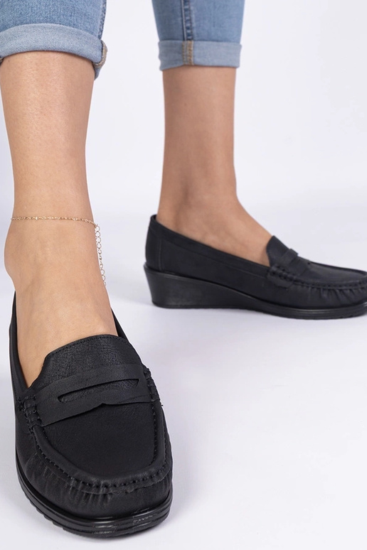 Mokasins noirs pour femmes à talon...