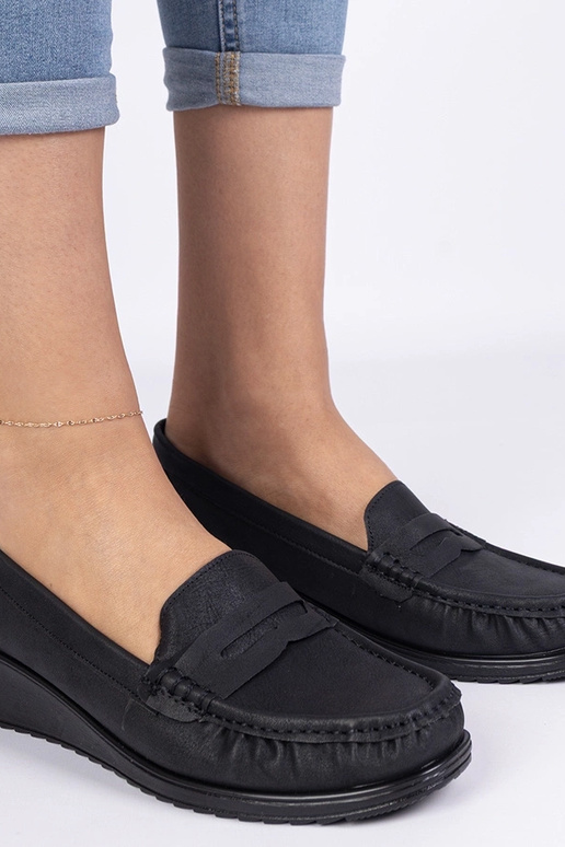 Mokasins noirs pour femmes à talon...