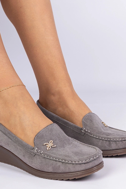 Mocassins gris clair pour femmes avec...