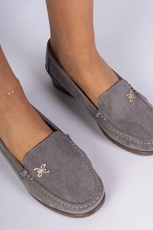 Mocassins gris clair pour femmes avec...