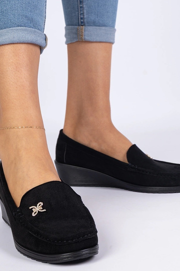 Mocassins noirs pour femmes avec plateforme en suède synthétique Sarimi