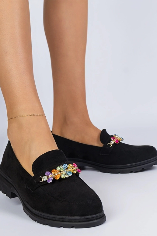 Mokasins noirs pour femmes ornés de...