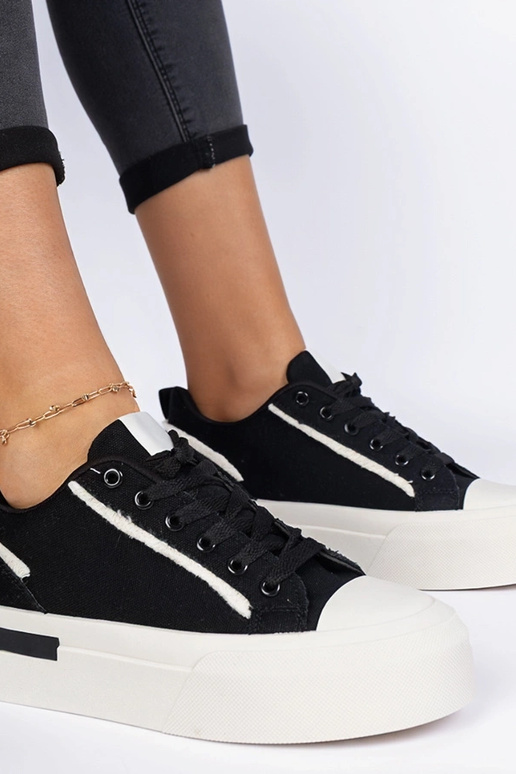 Schwarze Damendoppschuhe aus Stoff...