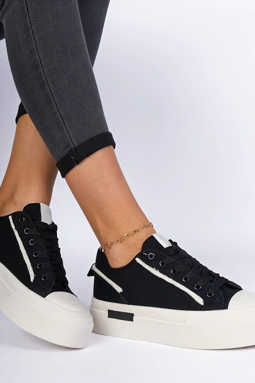 Schwarze Damendoppschuhe aus Stoff...