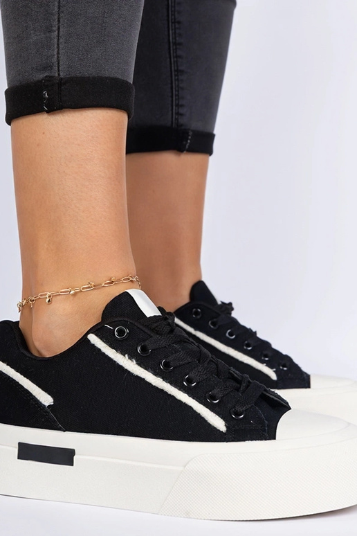 Baskets noires pour femmes en tissu... Baskets noires pour femmes en tissu...