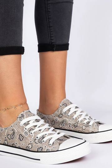 Braune Damen-Stoffschuhe im Aztekenstil Kalusa
