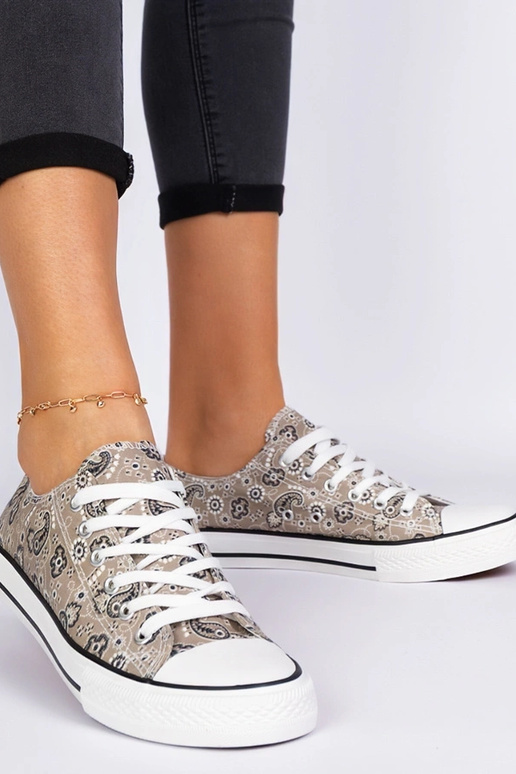 Braune Damen-Stoffschuhe im...