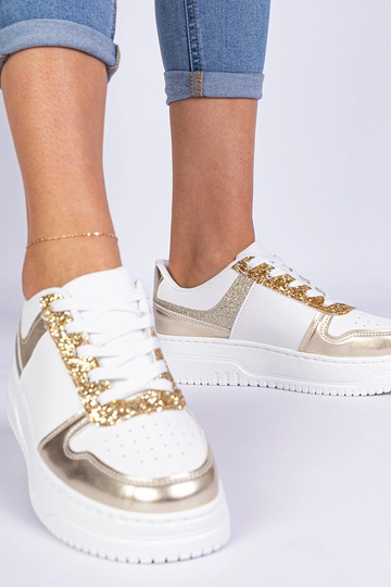 Goldene Damensneaker auf dicker Sohle Dolla