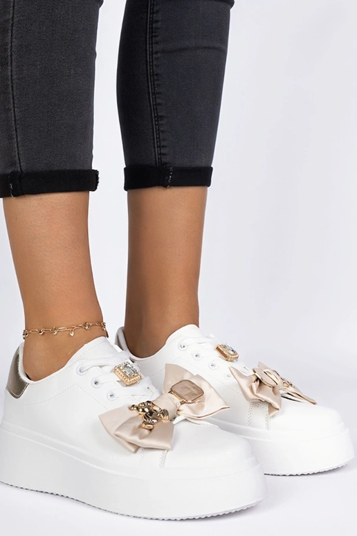 Milonel weiß-goldene Sneakers für Damen Milonel weiß-goldene Sneakers für Damen