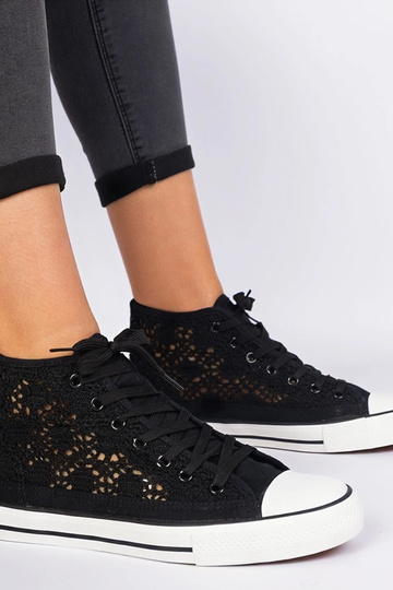 Baskets femme noires ajourées Lesli