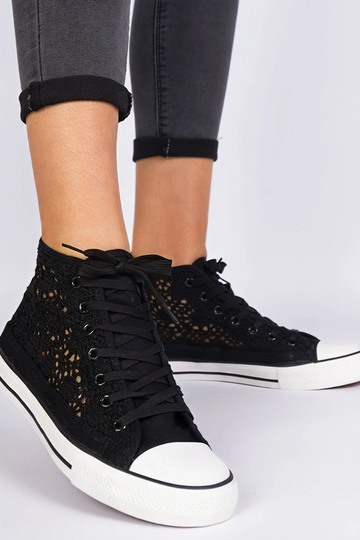 Lesli zwarte dames ażurowe sneakers 2