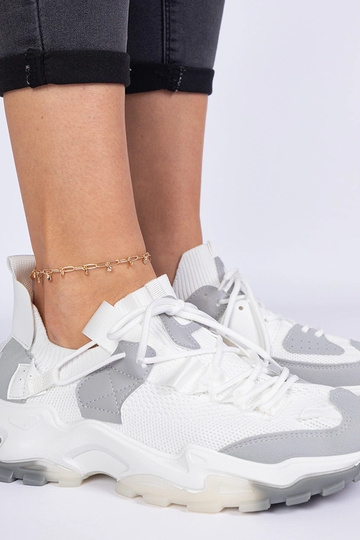 Milada witte dames sneakers met sokken schacht 2