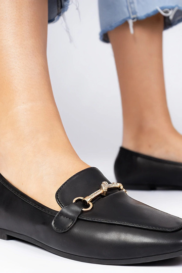Zwarte damesschoenen met versiering en zirconia Kalisa 2
