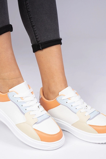 Wit-oranje sportschoenen van kunstleer Lavilia 2