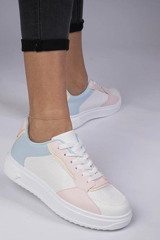 Weiß-rosa Sportschuhe aus Kunstleder... Weiß-rosa Sportschuhe aus Kunstleder...