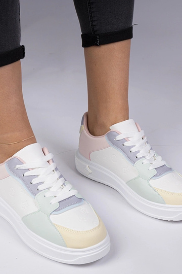 Weiß-blaue Sportschuhe aus Kunstleder Lavilia