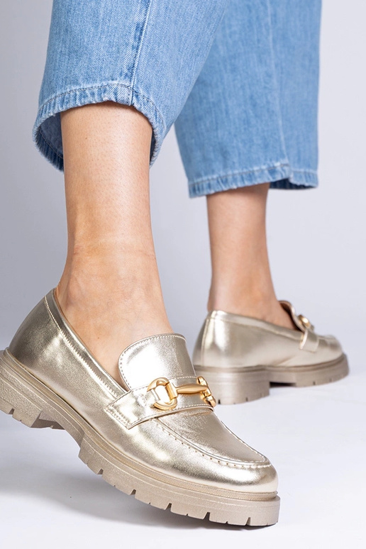 Mocassins élégants dorés avec...