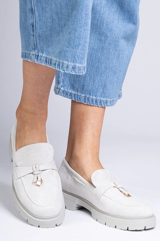 Mocassins élégants gris en simili...