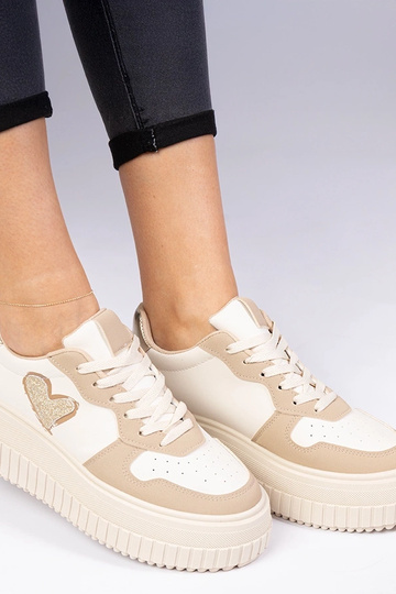 Braune Damen Sneakers mit glitzerndem Herz Laira