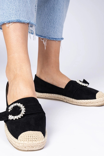 Zwarte espadrilles versierd...