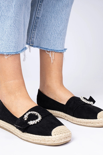 Zwarte espadrilles versierd met zirconia's Maruta 2