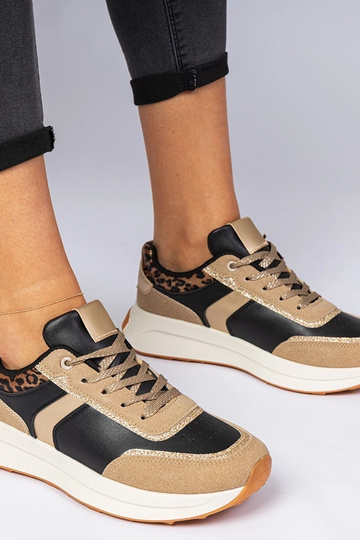 Baskets noires pour femmes avec paillettes et motif animal Markuta
