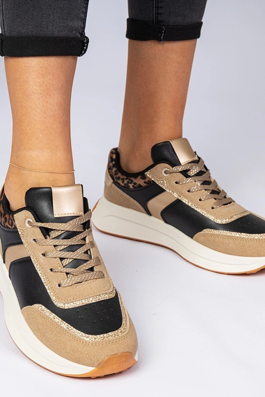 Zwarte dames sneakers met glitter en... Zwarte dames sneakers met glitter en...