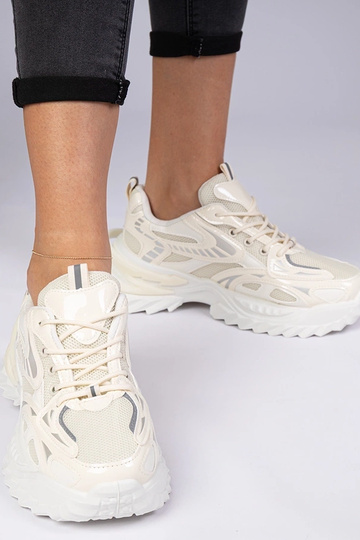 Beige sportieve sneakers op...