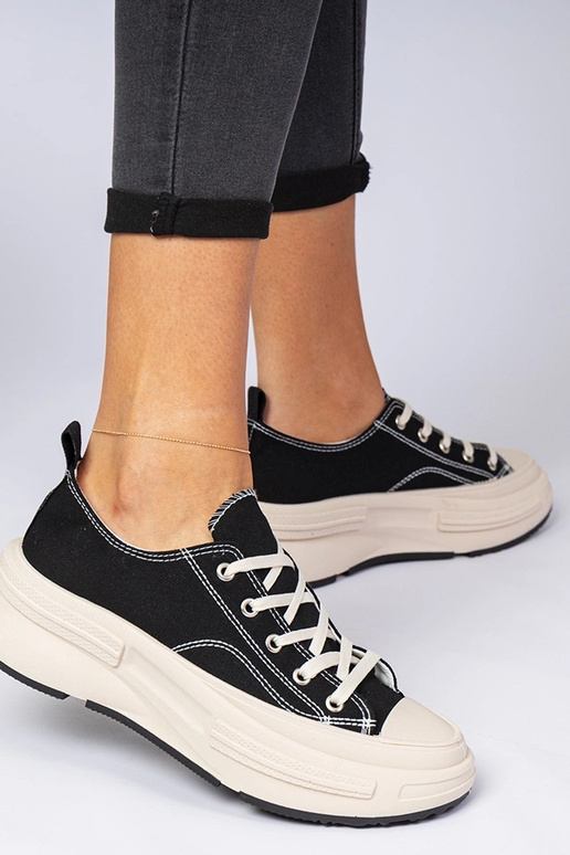 Zwarte dames sneakers van stof Katerin Zwarte dames sneakers van stof Katerin