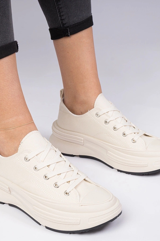 Beige dames sneakers van stof Katerin Beige dames sneakers van stof Katerin