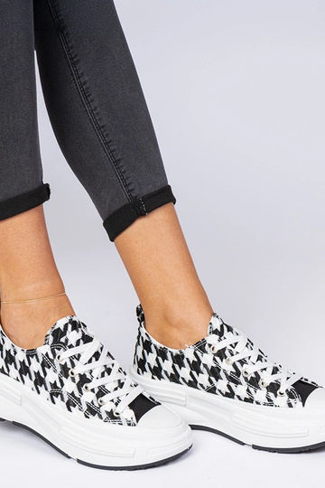 Baskets blanches et noires en matériau pour femmes Katerin 2