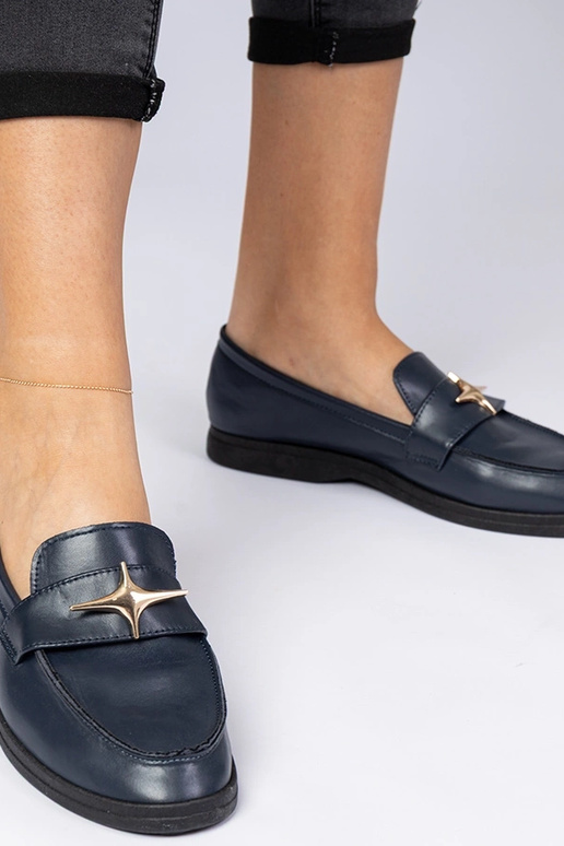 Marineblauwe dames mocassins met... Marineblauwe dames mocassins met...