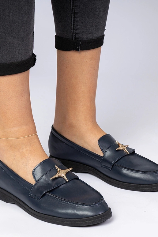 Marineblauwe dames mocassins met... Marineblauwe dames mocassins met...