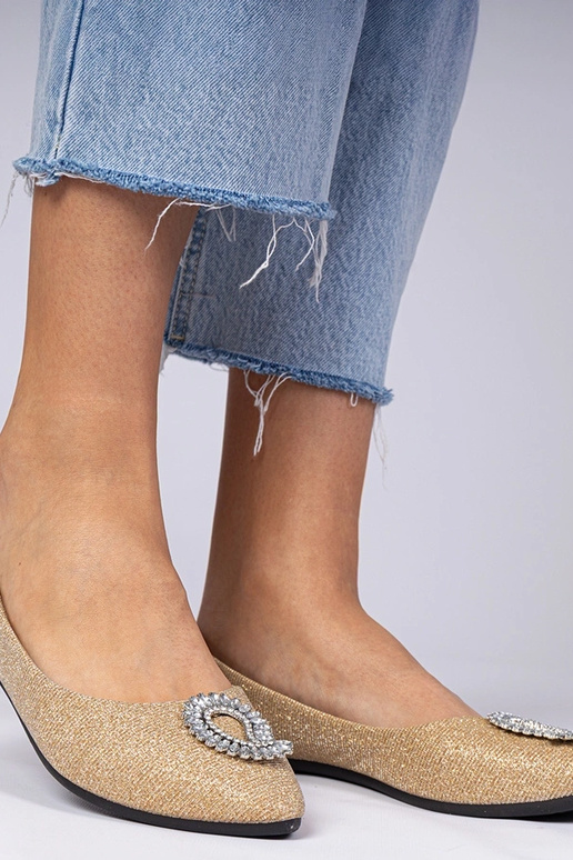 Gouden damesbalerina's met glitter en... Gouden damesbalerina's met glitter en...