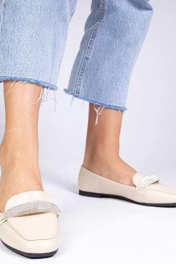 Beige Damenmokassins mit Zirkonien Kaletta 2