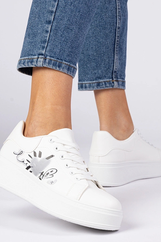 Witte sportieve sneakers met print... Witte sportieve sneakers met print...