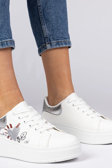 Wit-zilveren sportieve sneakers met print voor dames Zelinda 2