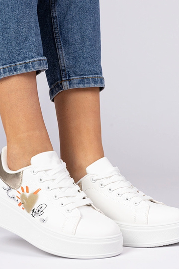 Wit-gouden sportieve sneakers met print voor dames Zelinda 2