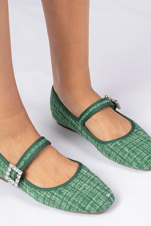 Ballerines vertes avec boucle et... Ballerines vertes avec boucle et...