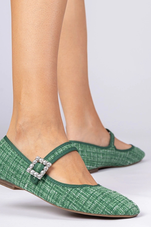 Ballerines vertes avec boucle et... Ballerines vertes avec boucle et...