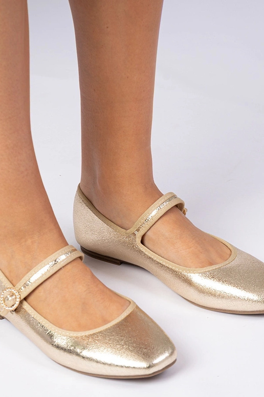 Goldene Damen Ballerinas mit Zirkonia... Goldene Damen Ballerinas mit Zirkonia...