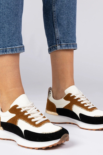 Weiß-schwarze Damen Sneakers mit Glitzer Elizar
