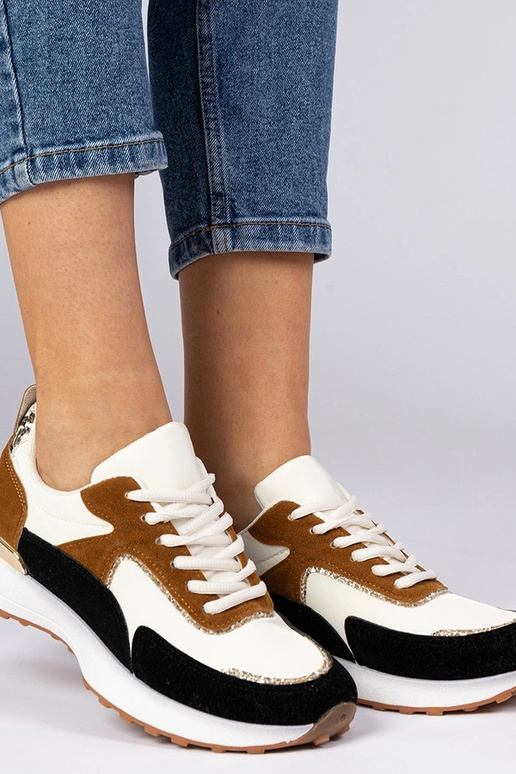 Wit-zwarte dames sneakers met...