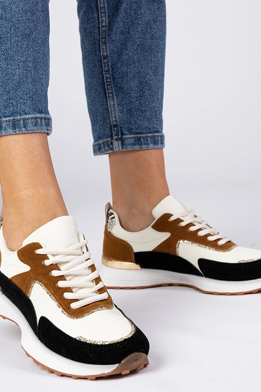 Wit-zwarte dames sneakers met...