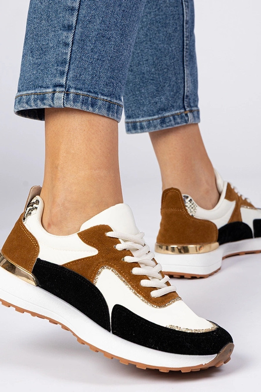 Wit-zwarte dames sneakers met...